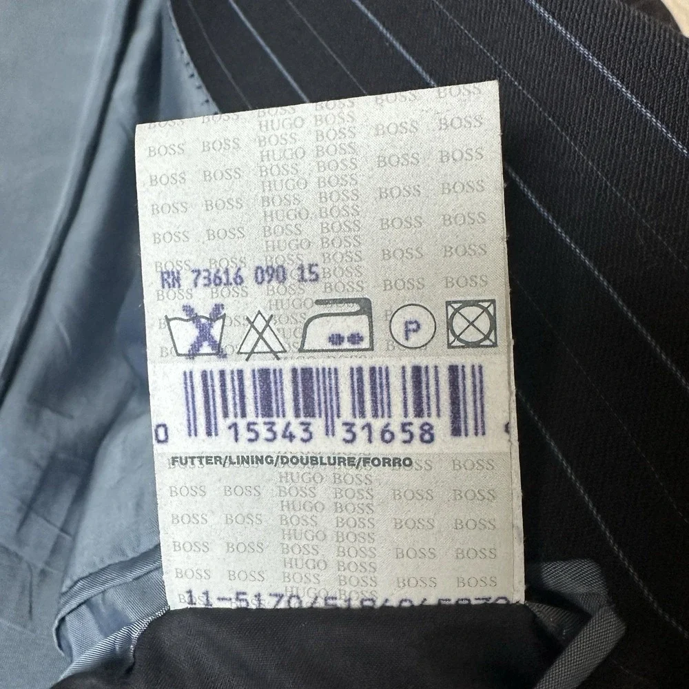 Hugo‎ Boss Rossellini Cinemau Wool Jacket Sport Coat Men's 44L Black  Pinstripe